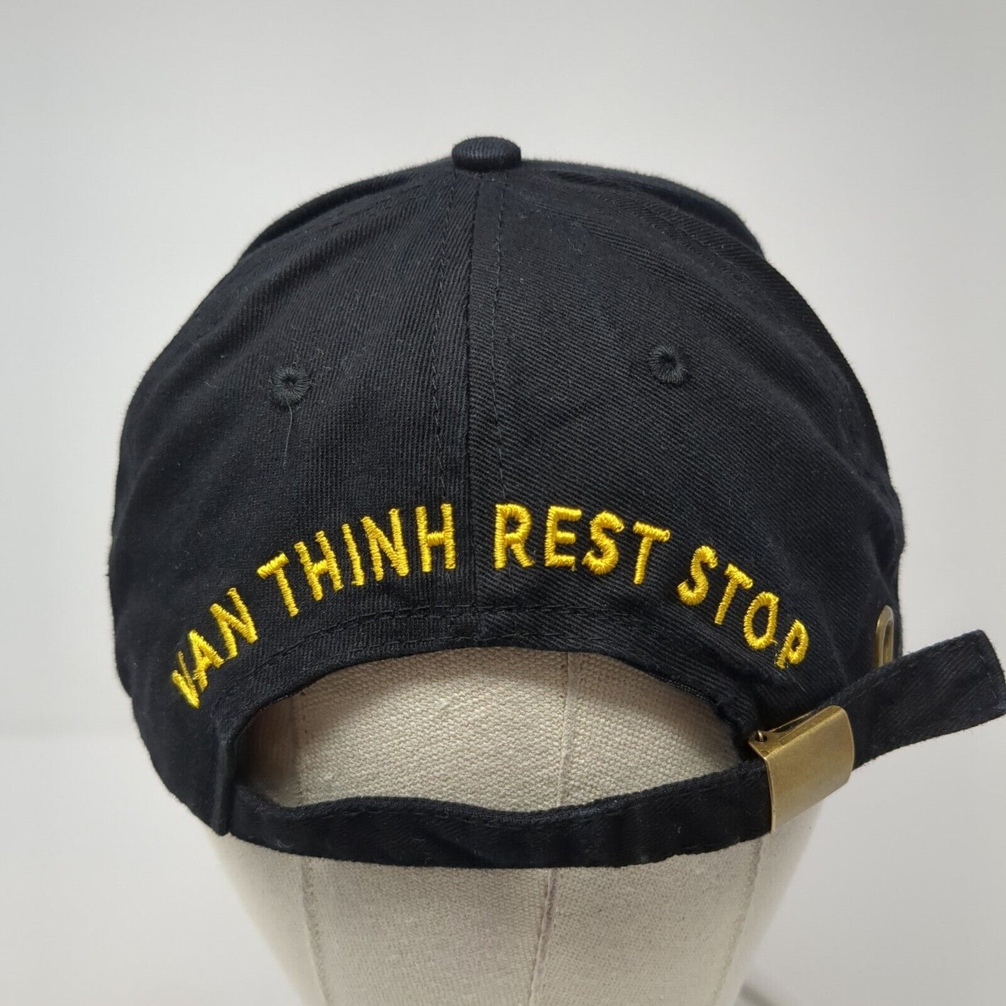 Van Thinh Rest Stop Slideback Hat Black One Size Adjustable Embroidered