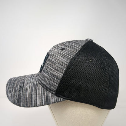 adidas Baseball Cap Gray XL Mesh Back Stretch Fit Space Dye Heathered Curved Hat