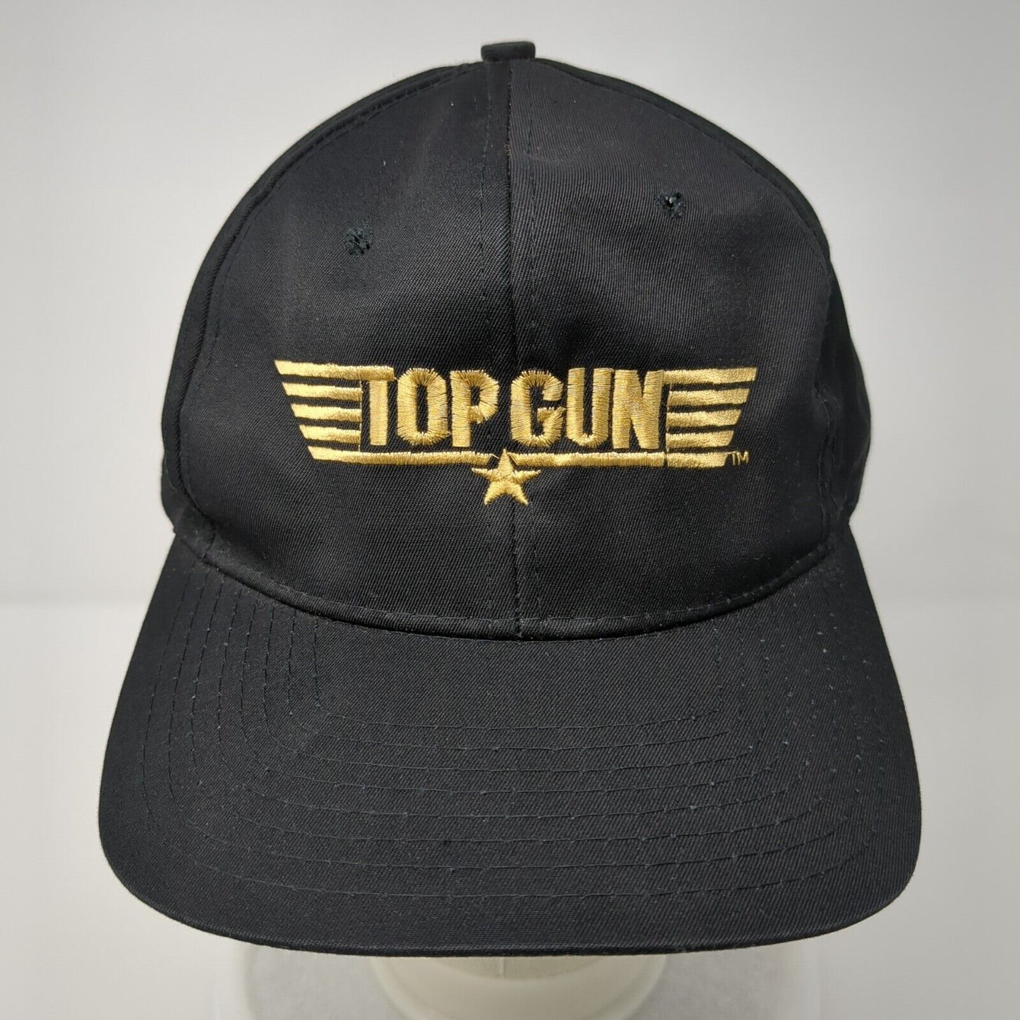 Top Gun Snapback Hat Black OSFA Adjustable Embroidered Solid 6 Panel