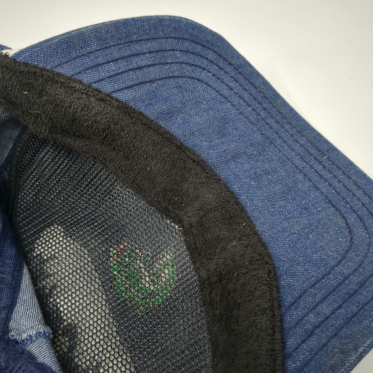 Stitch-N-Tyme 5 Panel Blue L Hat Denim Rope Choke Canyon Bass Fishing Texas