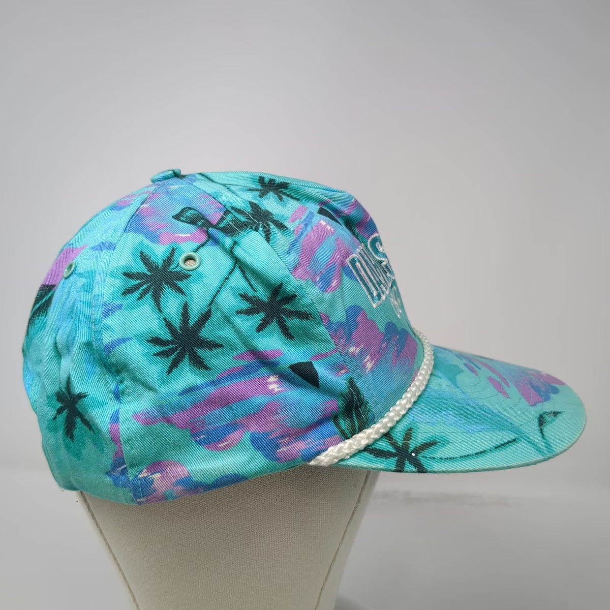 Mohr's 5 Panel Green One Size Rope Snapback Palm Tree Sailboat Purple Pink Hat