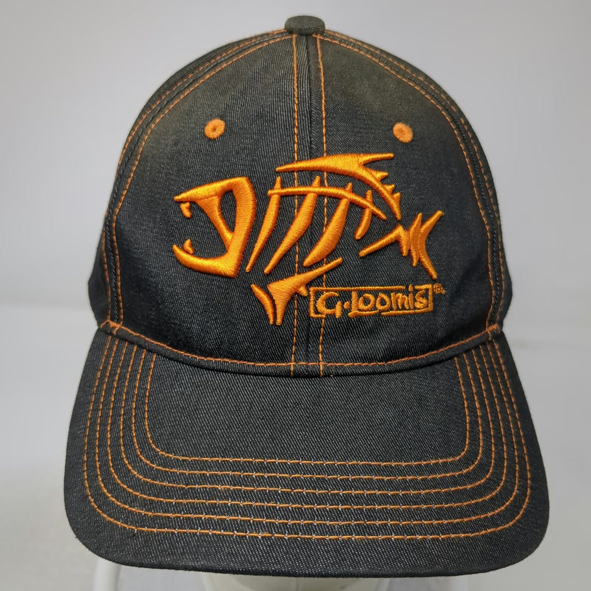 G. Loomis Baseball Cap Black Orange One Size Fish Skeleton Strapback Fishing Hat