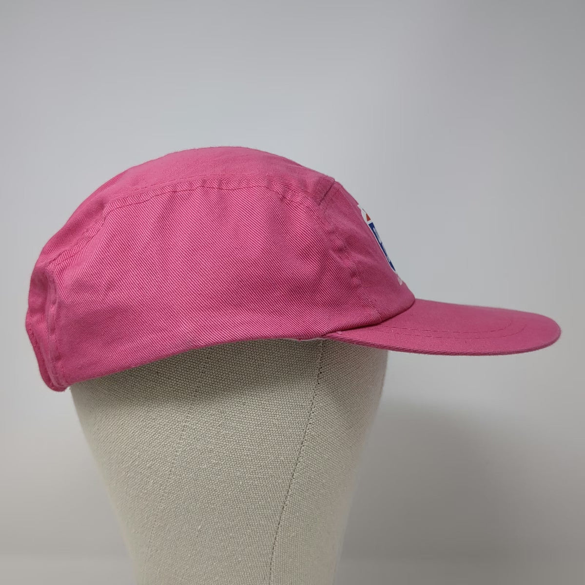 T.I. 5 Panel Pink White Satin Sugar Ball 96 Logo Slideback Camper Hat Vintage
