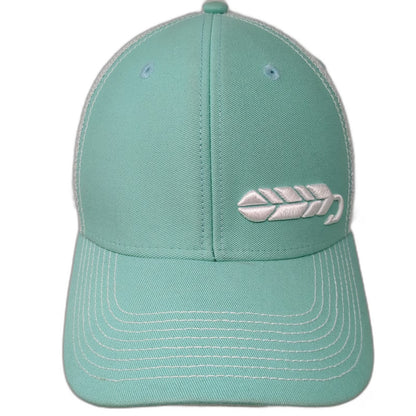 Fishing With Feathers Trucker Hat Green One Size Mesh Back Snapback Fly Lure