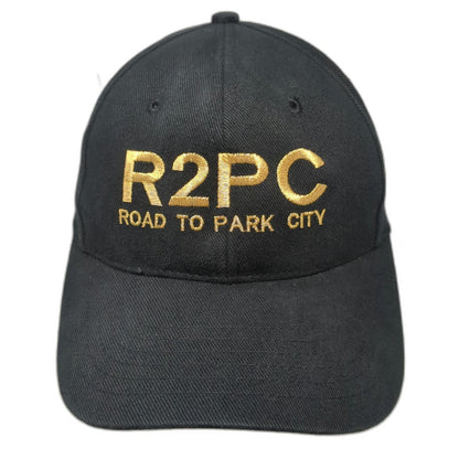Cotton Deluxe R2PC Road To Park City Black Hat Directors Cap OSFM Gold Slideback