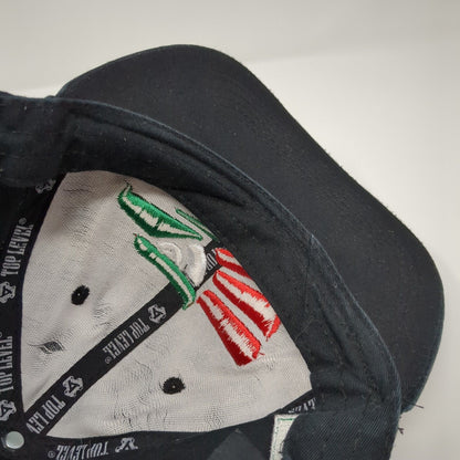 Hecho En Mexico Snapback Hat Black One Size Embroidered Top Level