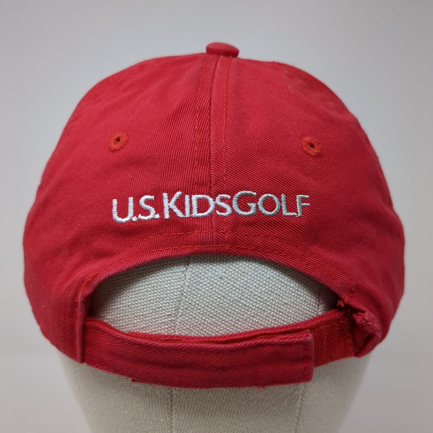 U.S. Kids Golf Strapback Hat Red Youth M/L Adjustable Embroidered