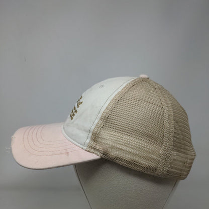 But First Coffee Slideback Hat White OSFM Adjustable Mesh Back Distressed
