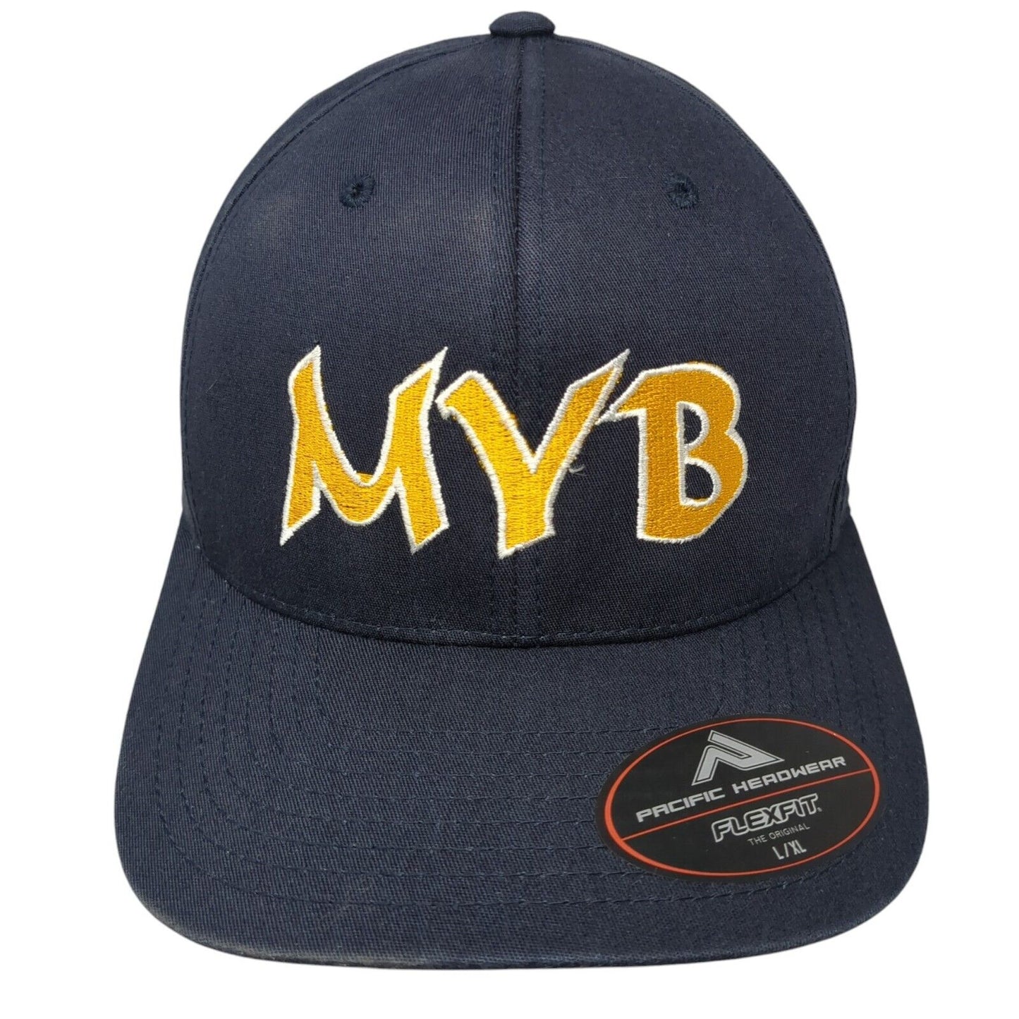 MYB Fitted Hat Blue 7 3/8-8 Embroidered Solid Flexfit Pacific Headwear