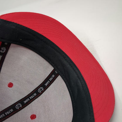 Ultra Game Chicago Bulls NBA Snapback Hat Red One Size 3D Script Logo Flat Brim