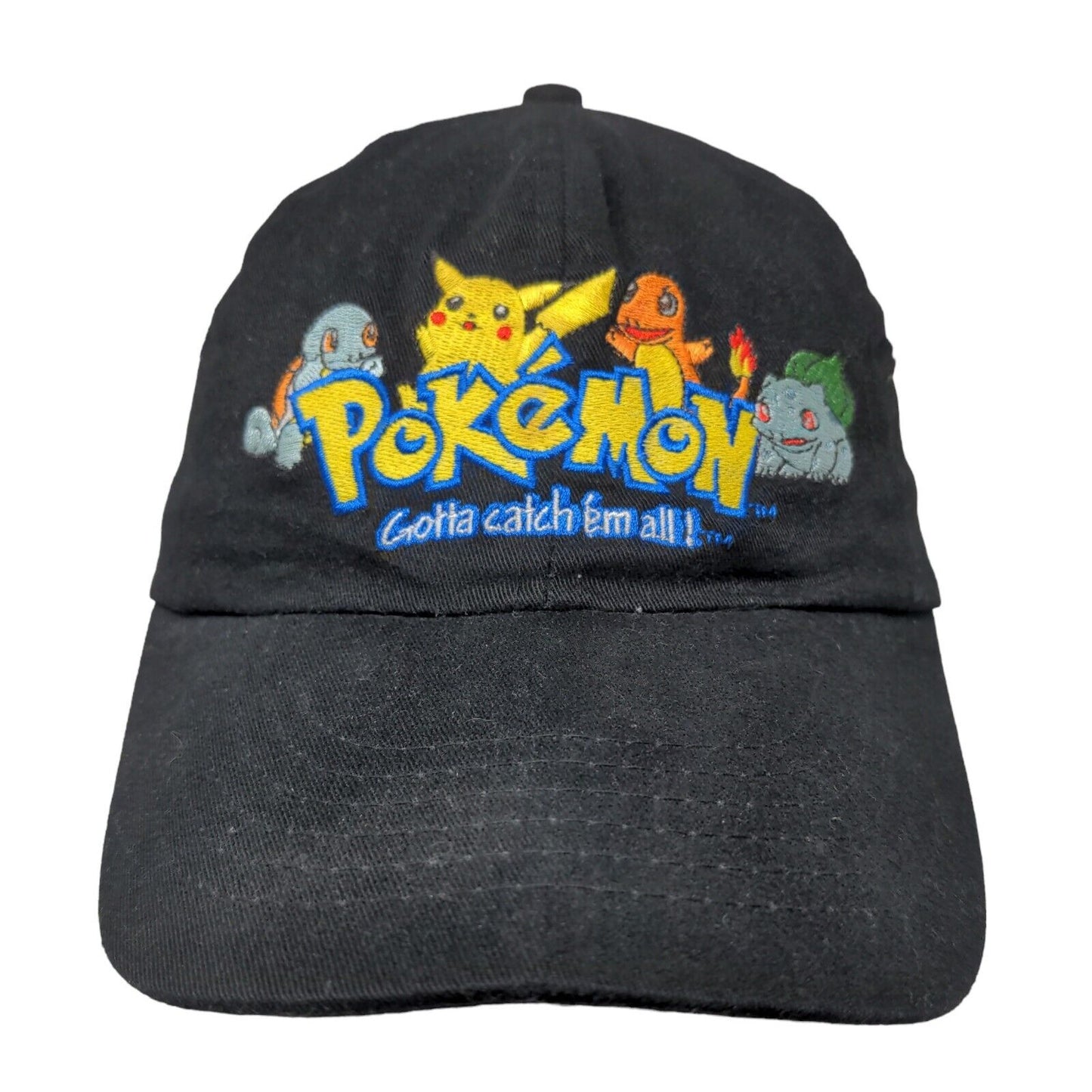 Pokemon Men's Slideback Hat Black Embroidered Gotta Catch 'Em All Logo