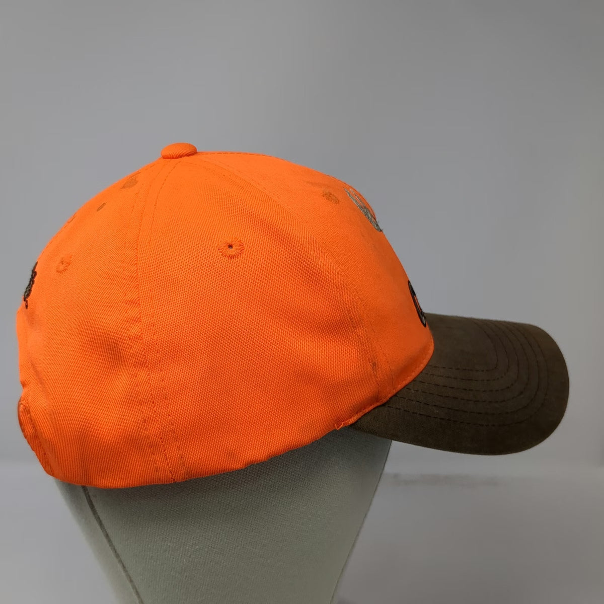 Cabela's Snapback Orange One Size Hat Deer Buck Embroidery EST 1961 Brown Brim