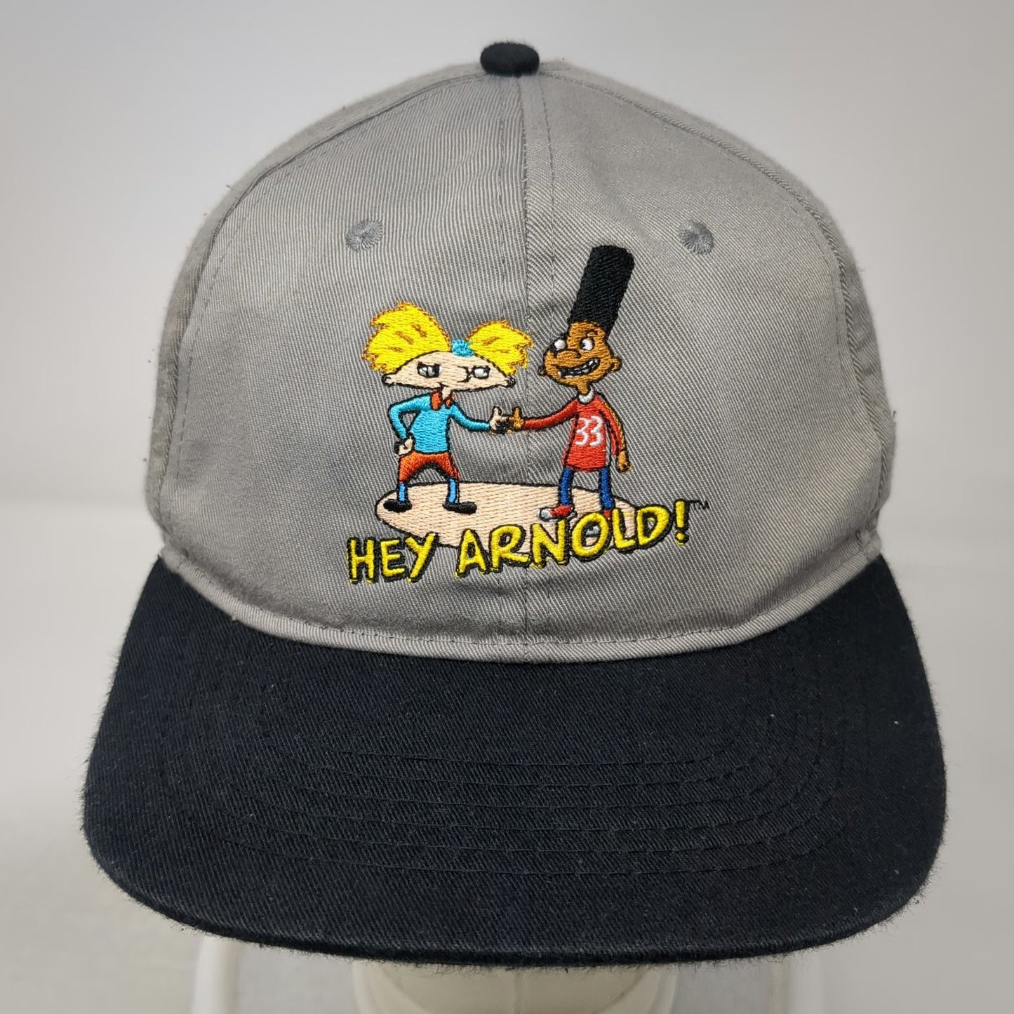 Nickelodeon Snapback Hat Gray Black One Size Hey Arnold Gerald Fist Bump Nick