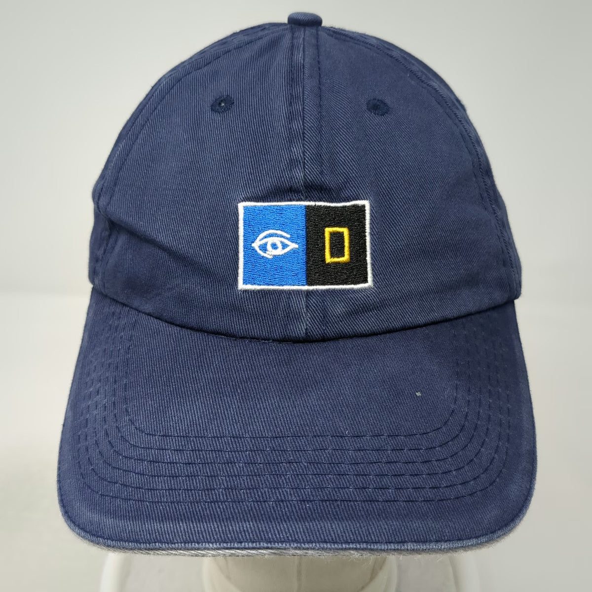 National Geographic Baseball Cap Blue OS Embroidered Eye Logo Strapback Hat