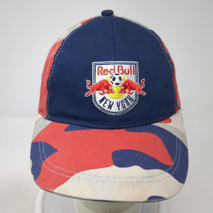 New York Red Bull Snapback Hat Blue Camo One Size Soccer Bayer Logo Club