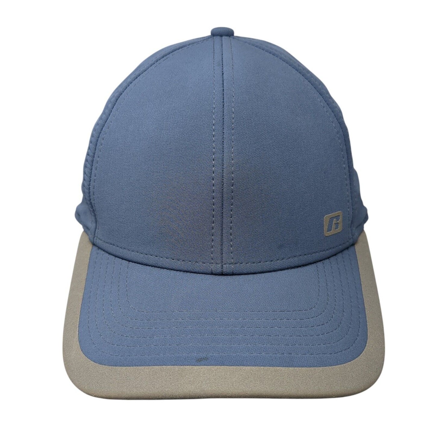 Russell Fitted Hat Blue One Size Stretch Gray Trim 6 Panel Outdoor