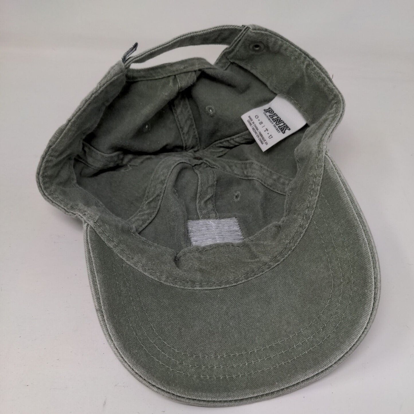 PINK Victoria's Secret Slideback Hat Green One Size Adjustable 6 Panel Cotton