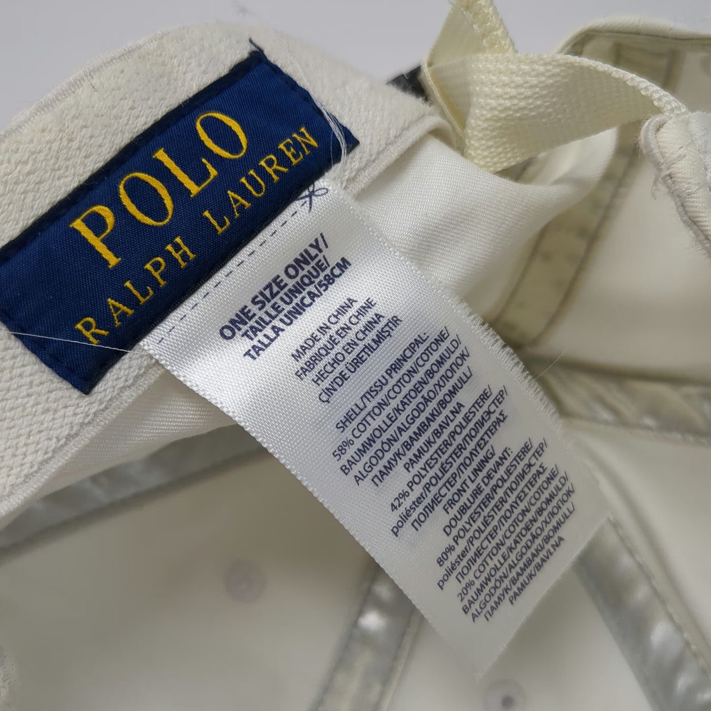 Polo Ralph Lauren Baseball Cap White One Size P-Wing Winged Foot Slideback Hat