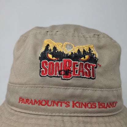 Paramount King's Island Boys Bucket Hat Tan Embroidered Sun of Beast Vintage Y2K