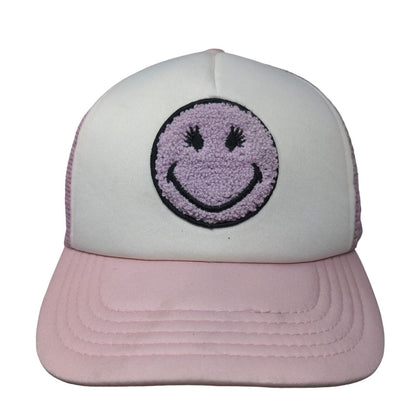 Smiley World Snapback Mesh Back Trucker Hat Pink OSFM H3 Headwear