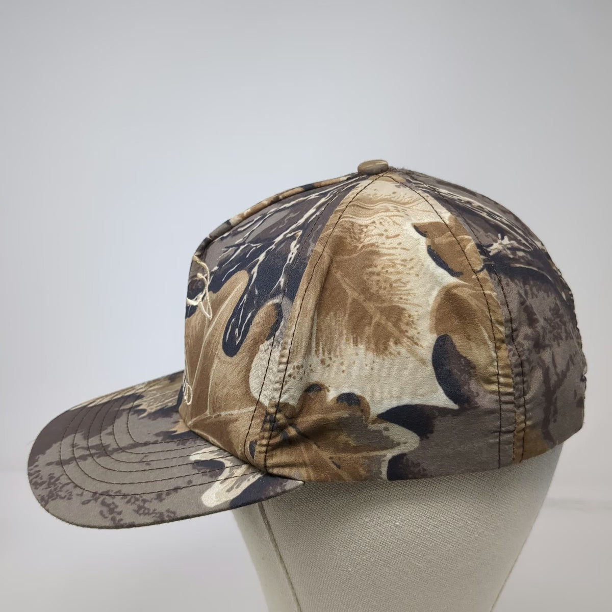 Ducks Unlimited 5 Panel Brown Camo Hat One Size Snapback Made USA Vintage