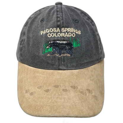 Gray Baseball Cap One Size Suede Bill Bear Tracks Pagosa Springs Colorado Hat