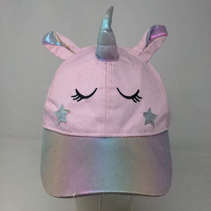 Wonder Nation Girl's Strapback Hat Pink Size OS Unicorn Horn Ears Logo