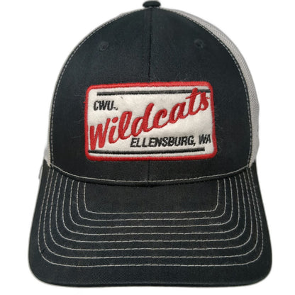 Richardson Trucker Hat Black One Size CWU Wildcats Ellensburg WA Patch Mesh