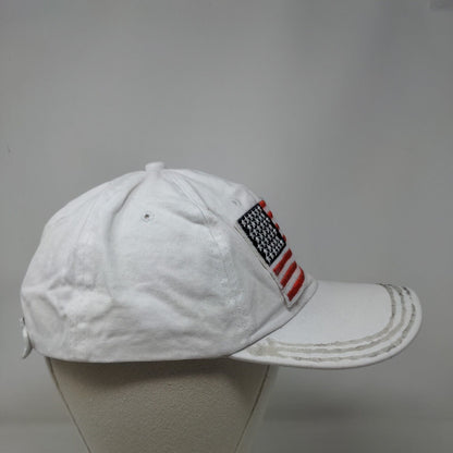 American Flag Patch Slideback Hat White OSFM Adjustable Vent Holes