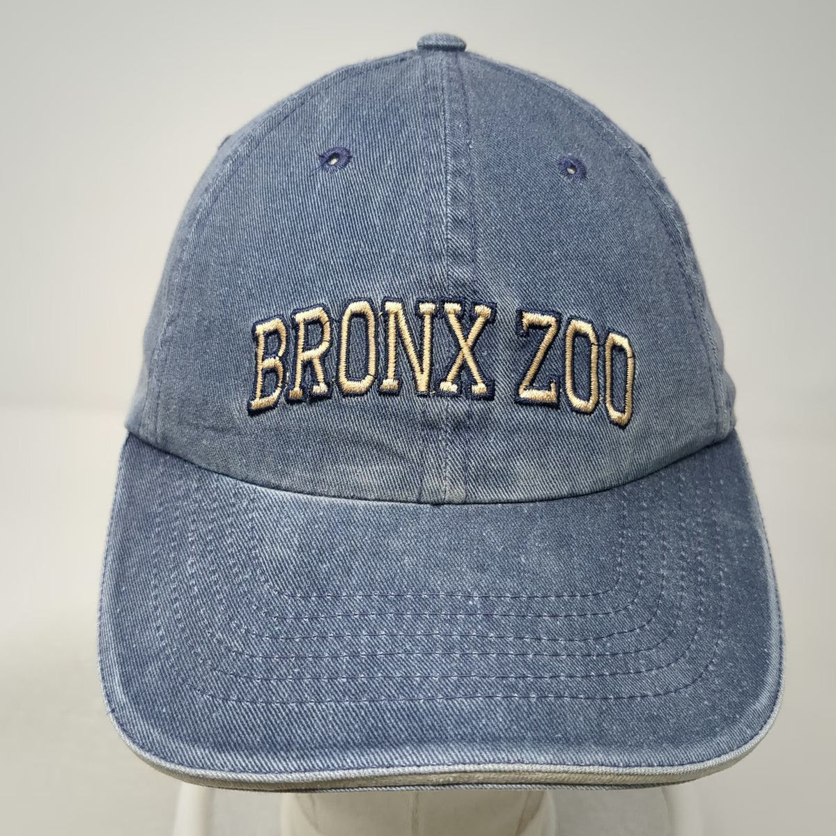Baseball Cap Blue One Size Bronx Zoo Embroidered Denim Strapback Hat Souvenir