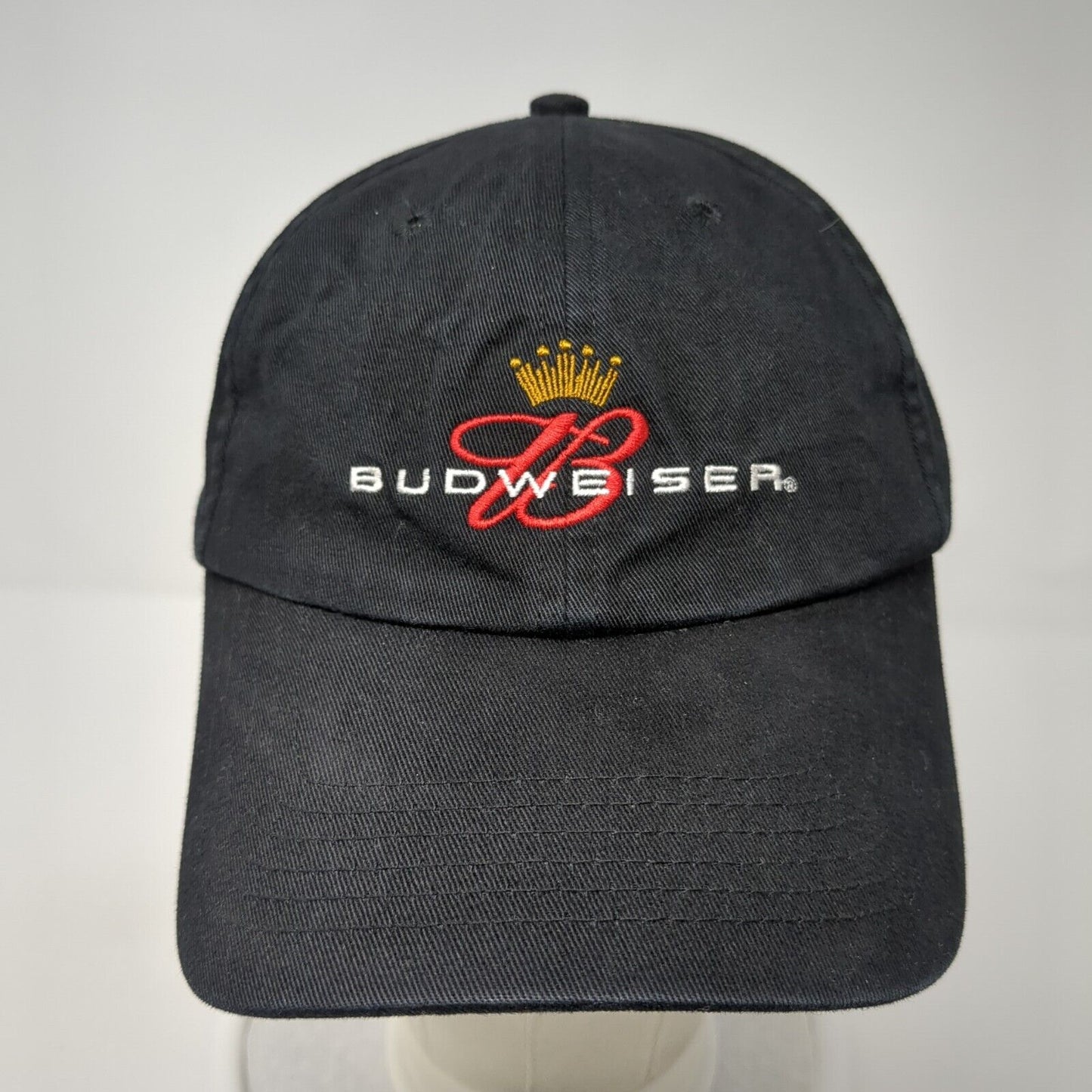 Budweiser Slideback Hat Black One Size Adjustable Embroidered 6 Panel Cotton