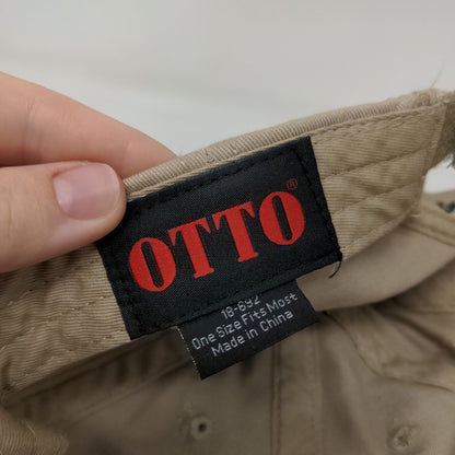 Music City Strapback Hat Tan OSFM Adjustable Embroidered 6 Panel Cotton Otto