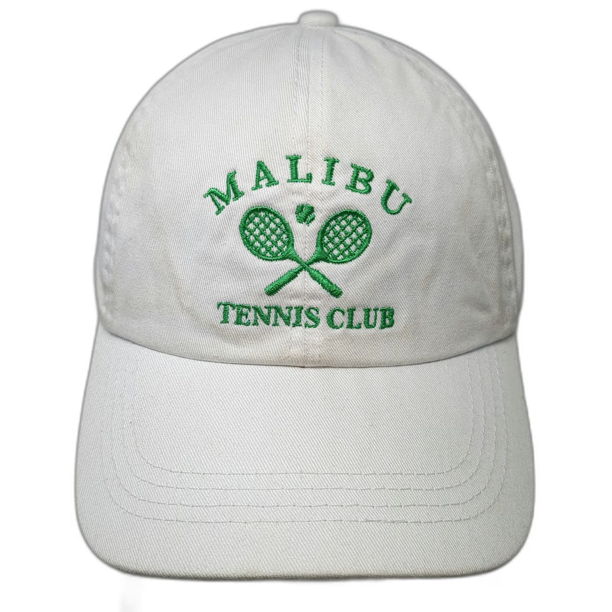 Malibu Tennis Club Hat Baseball Cap White One Size Slideback Racket Logo Sport