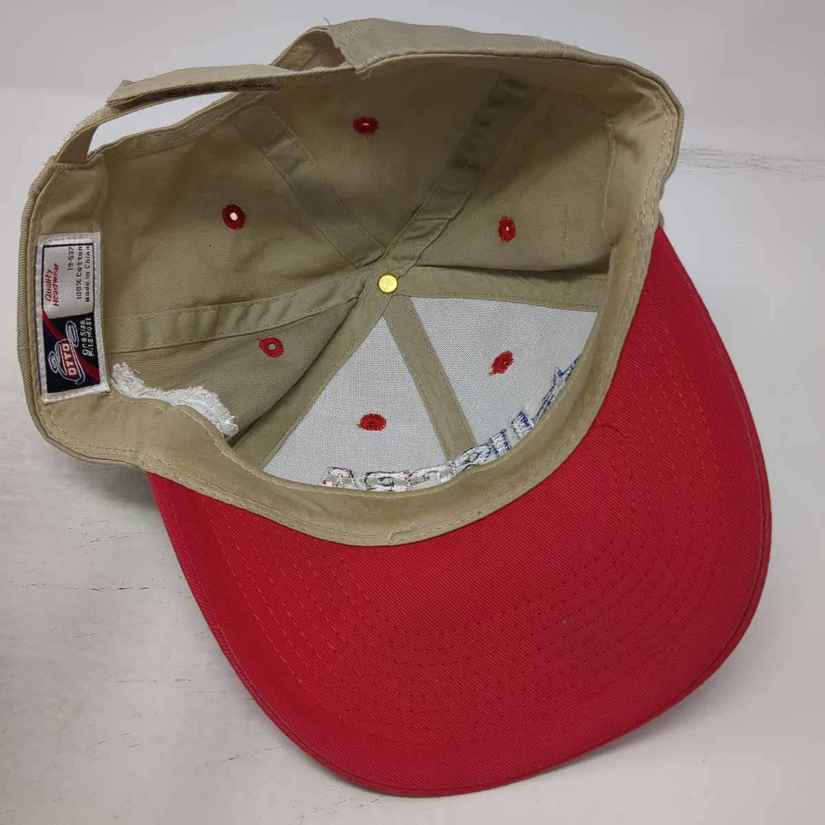 Otto Baseball Cap Beige Red One Size USCRA Calf Ropers Assn Hat Stars Stripes