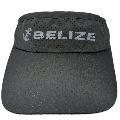 Black Visor One Size Belize Anchor Perforated Polyester Adjustable Slideback Hat