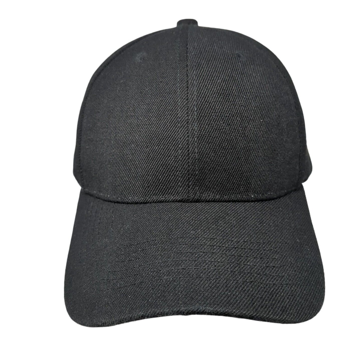 Unbranded Strapback Hat Black One Size 6 Panel Adjustable Blank Solid