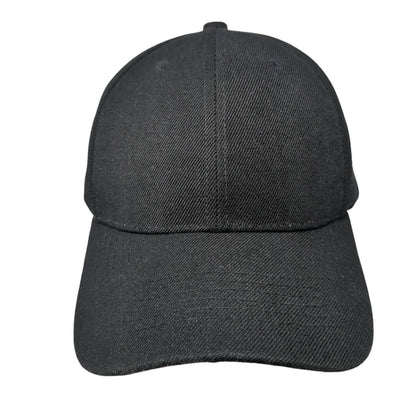 Unbranded Strapback Hat Black One Size 6 Panel Adjustable Blank Solid