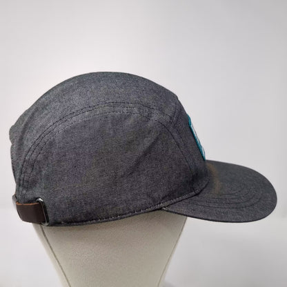 REI Gray 5 Panel Hat Mountain Patch Leather Slideback Adjustable Outdoor Gear OS