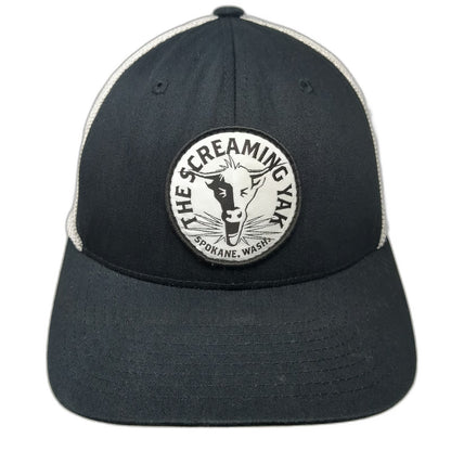 Flexfit Baseball Cap Black One Size Screaming Yak Spokane Wash Trucker Hat Mesh