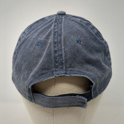 Unbranded Strapback Hat Blue One Size Adjustable Vented Holes Denim Blank