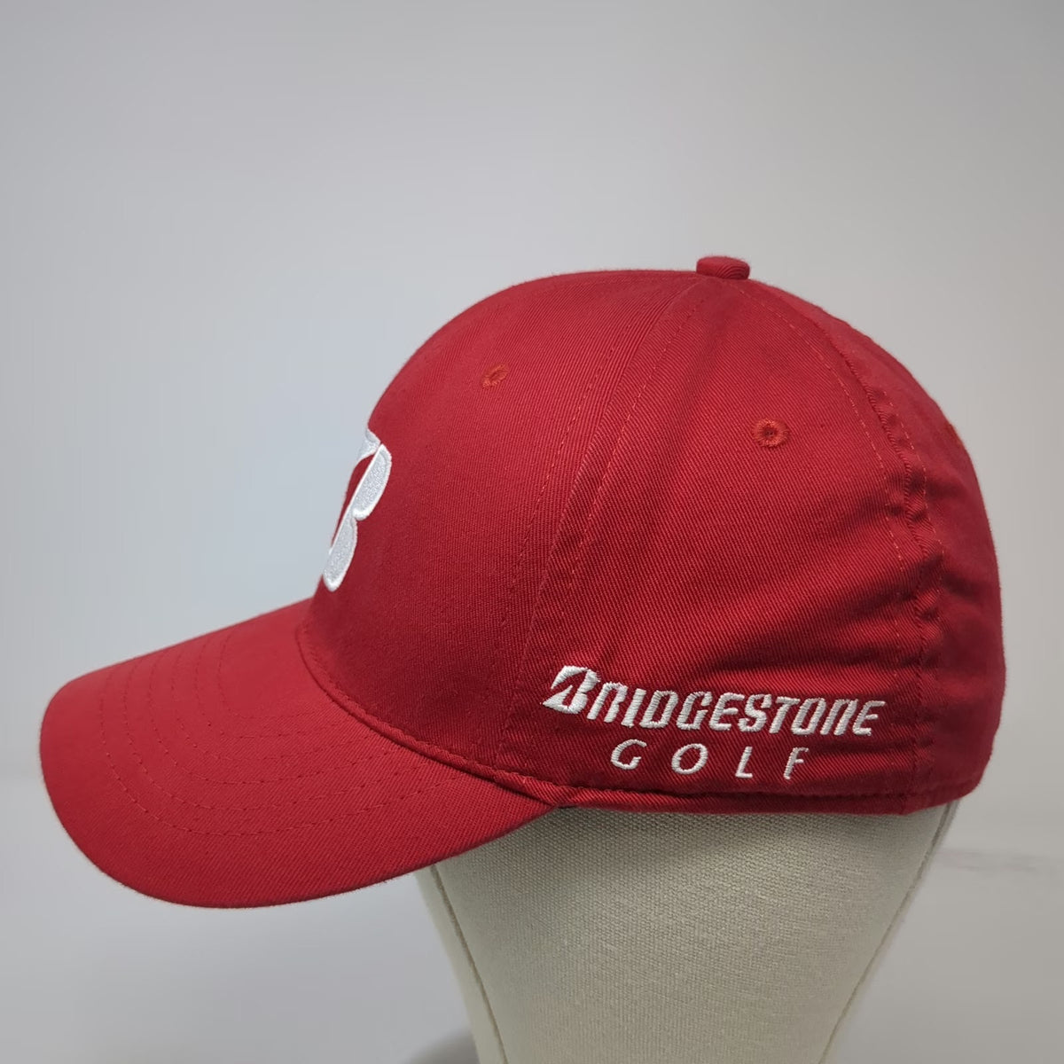 Bridgestone Golf Baseball Cap Red M Stretch Fit B330 Logo Side Embroidery Hat