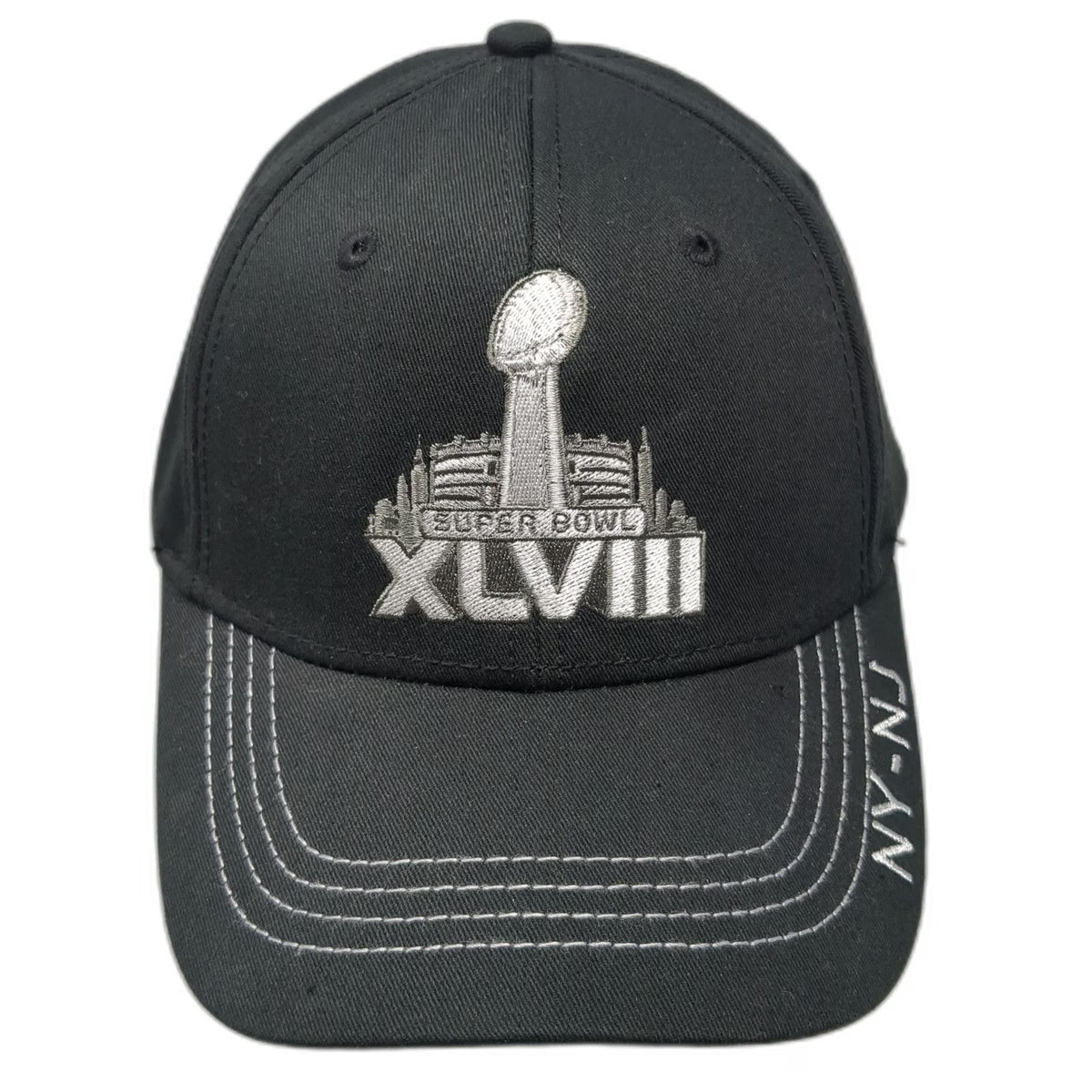 NFL Super Bowl XLVIII Black One Size Cap SAP Logo NY NJ Slideback Adjustable Hat