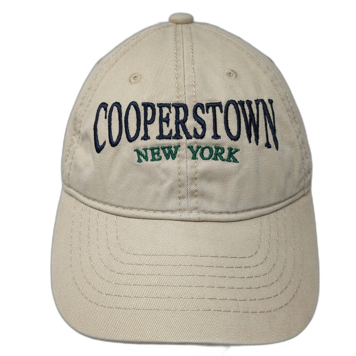 Jacobson Hat Baseball Cap Beige One Size Cooperstown New York Blue Green hat