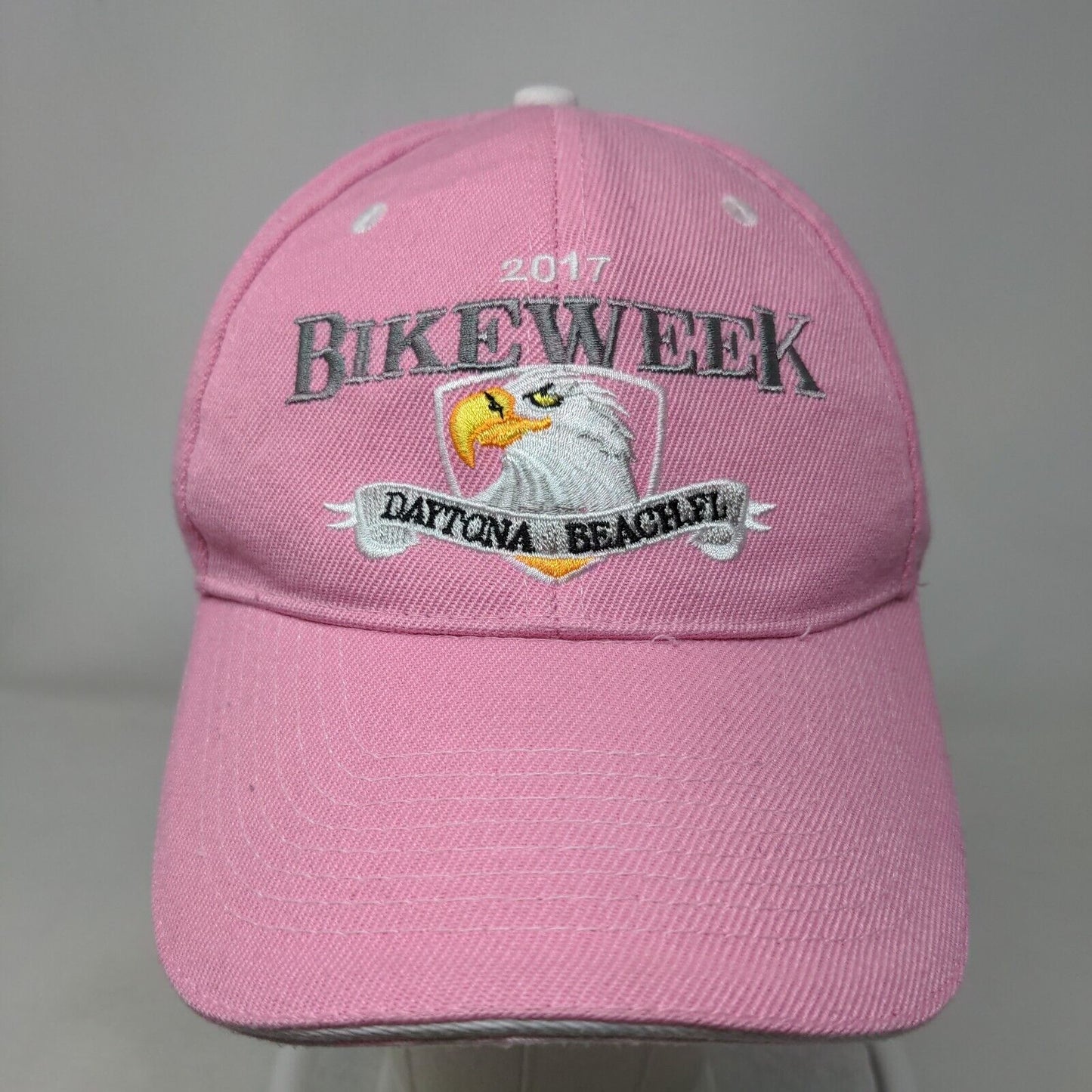 2017 Bike Week Daytona Beach FL Strapback Hat Pink 58cm Adjustable Embroidered