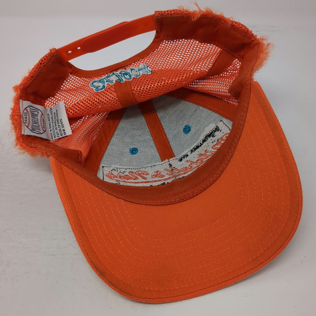 Mitchell & Ness Trucker Hat Orange Blue OSFM Philadelphia Patch Mesh Snapback