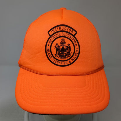 Daystone Trucker Hat Orange One Size Maine Outdoor Education Instructor Mesh Cap