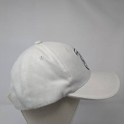 J Strapback Hat White 7 1/8 Adjustable Embroidered Vented Holes 6 Panel
