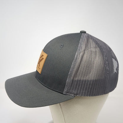 Vortex Trucker Hat Gray One Size Snapback Mesh Leather Patch Outdoor Logo