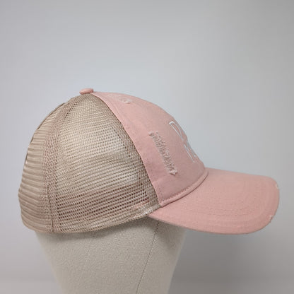 Dog Mom Ponytail Trucker Hat Pink One Size Adjustable Distressed Mesh Back