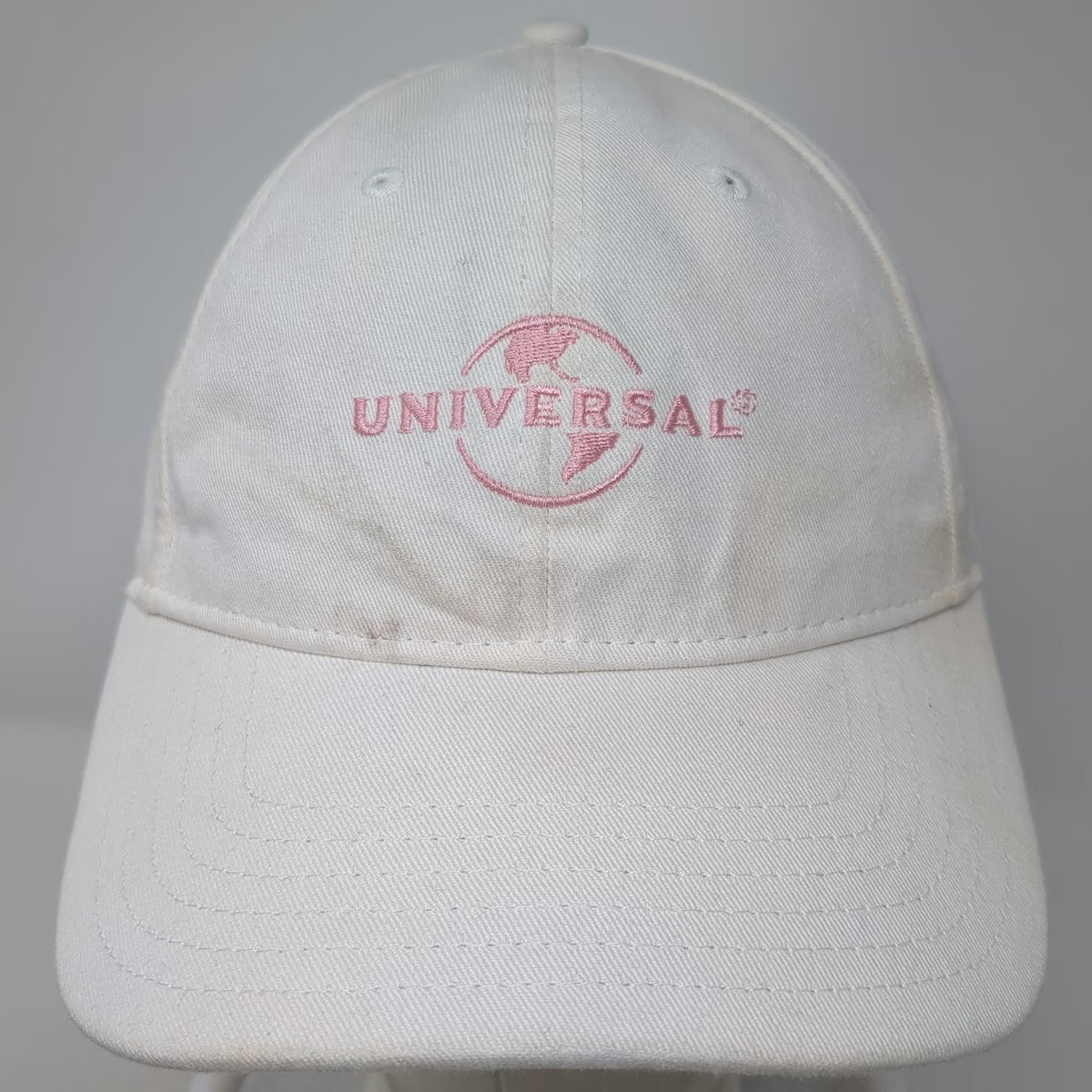 Universal Studios Baseball Cap White One Size Pink Embroidered Logo Slideback
